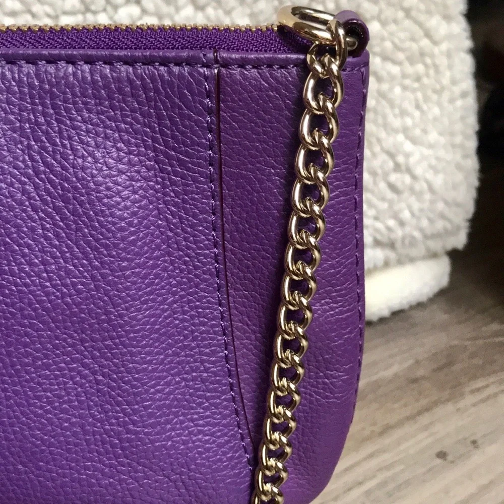 Kate Spade Shoulder Bag Purple with Gold Chain and Leather Strap